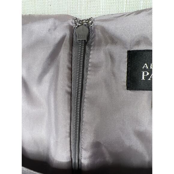 Adrianna Papell Size 10 Silver Gray Rosette Cocktail Dress Evening Sheath - Picture 6 of 13